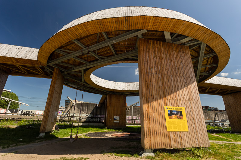 View of Luchtsingel bridge in Rotterdam.